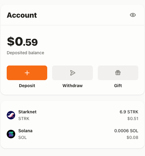 Account Tab - Solana balance 可见但不可用